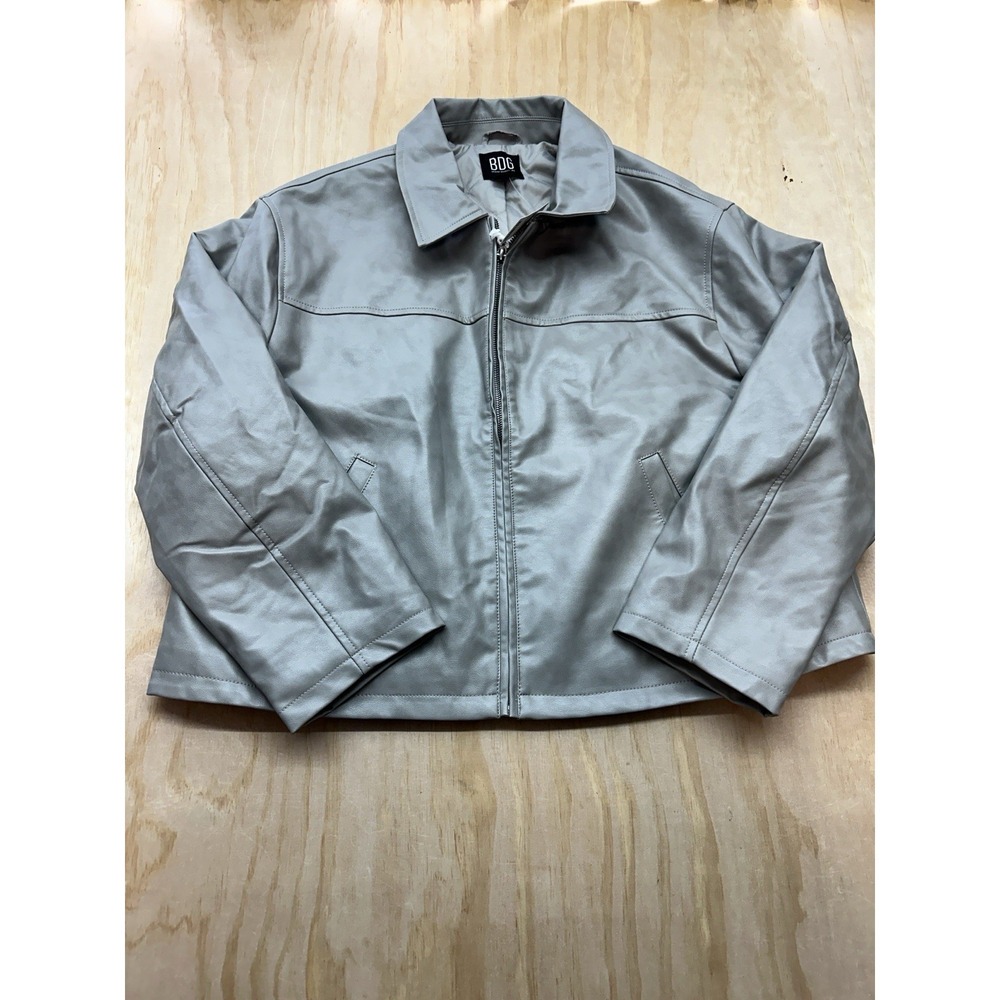 BDG Urban Outfitters Pu Dex Faux Leather Gray Jacket XL NWTs Quilted Lining